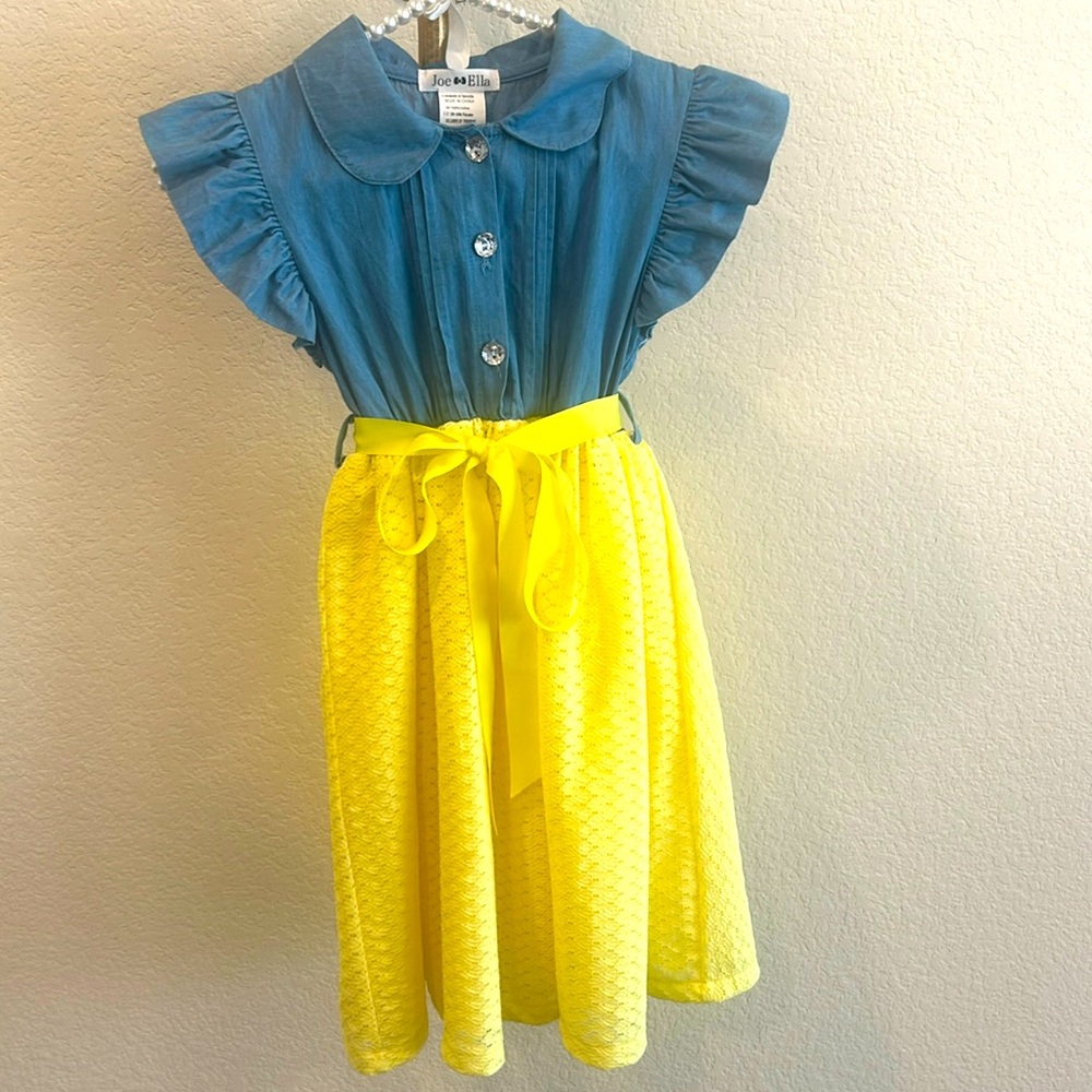 Joe-Ella girls size 6 yellow and denim dress